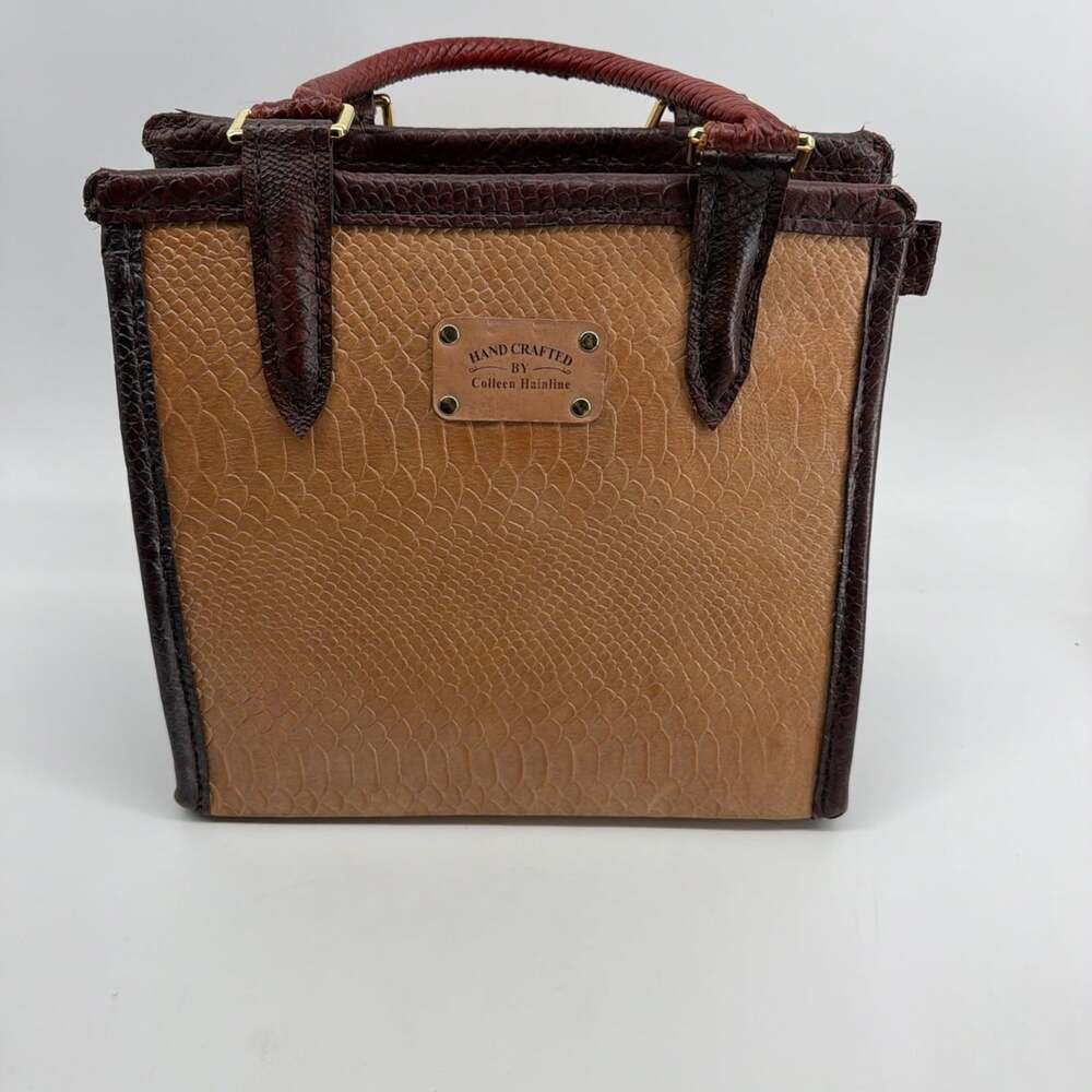 Crocodile Embossed Leather Handbag Tote By Colleen Hainline Handcrafted Two Tone